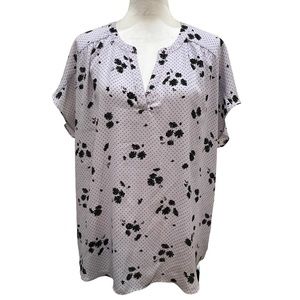 Banana Republic Factory Dainty Flowers & Polka Dots Pullover Perfect Work Blouse